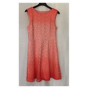 Gradiated coral lace dress